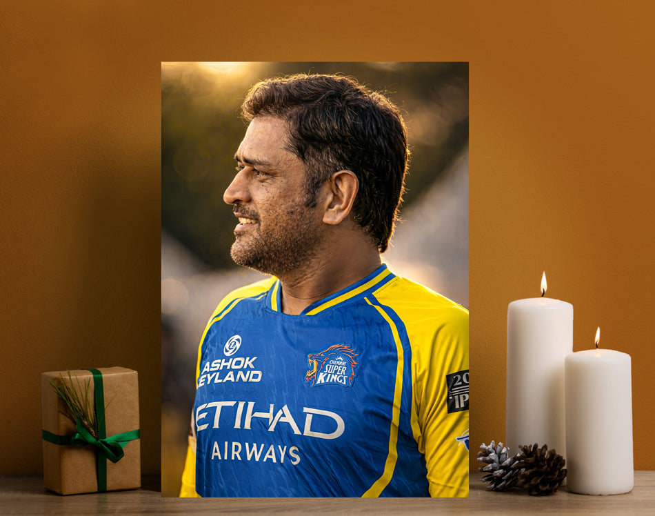 MS Dhoni CSK Poster | Chennai Super Kings Cricket Poster Wall Art Lazywalls