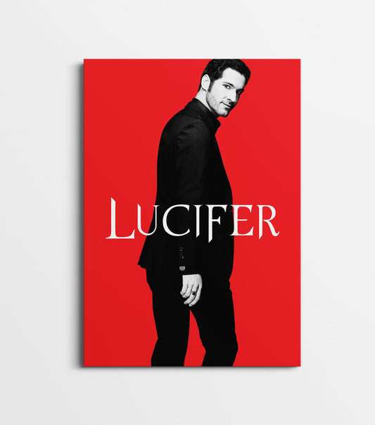 Lucifer Red Minimalist Poster | TV Series Devil Wall Art Print Lazywalls
