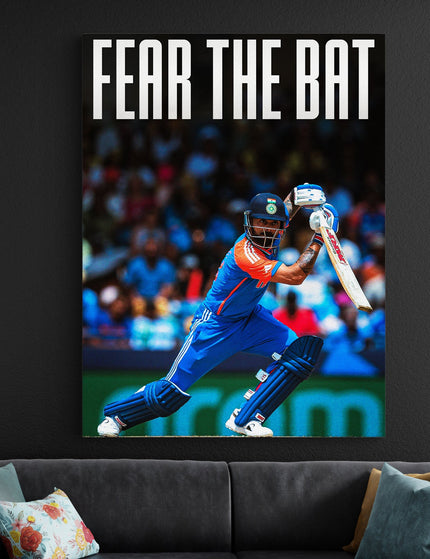Virat Kohli | Fear the Bat Poster | Cricket Wall Art Lazywalls