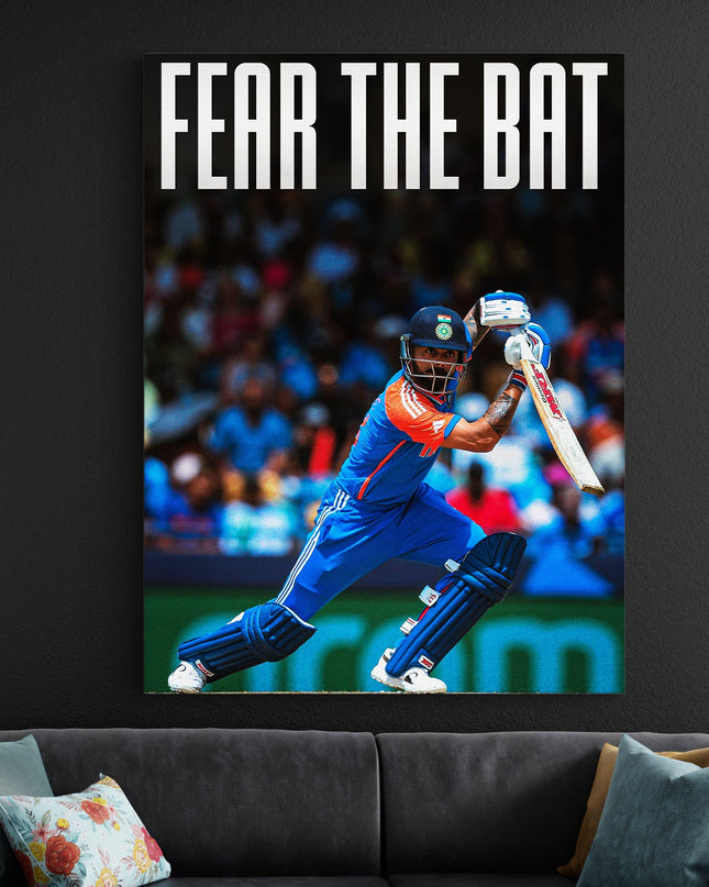 Virat Kohli | Fear the Bat Poster | Cricket Wall Art Lazywalls