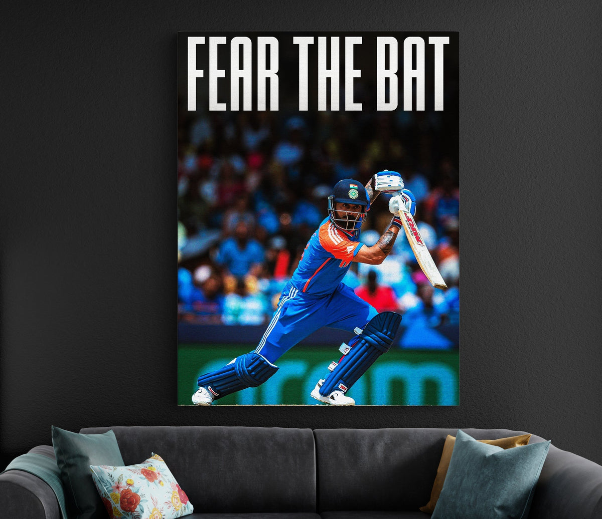 Virat Kohli | Fear the Bat Poster | Cricket Wall Art Lazywalls