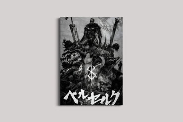 Dark Swordsman Anime Poster | Gothic Black & White Fantasy Wall Art Lazywalls