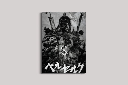 Dark Swordsman Anime Poster | Gothic Black & White Fantasy Wall Art Lazywalls