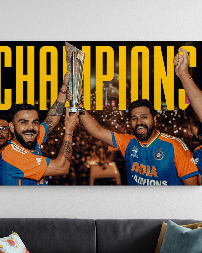India Champions Cricket Poster | Team Victory Wall Art Lazywalls