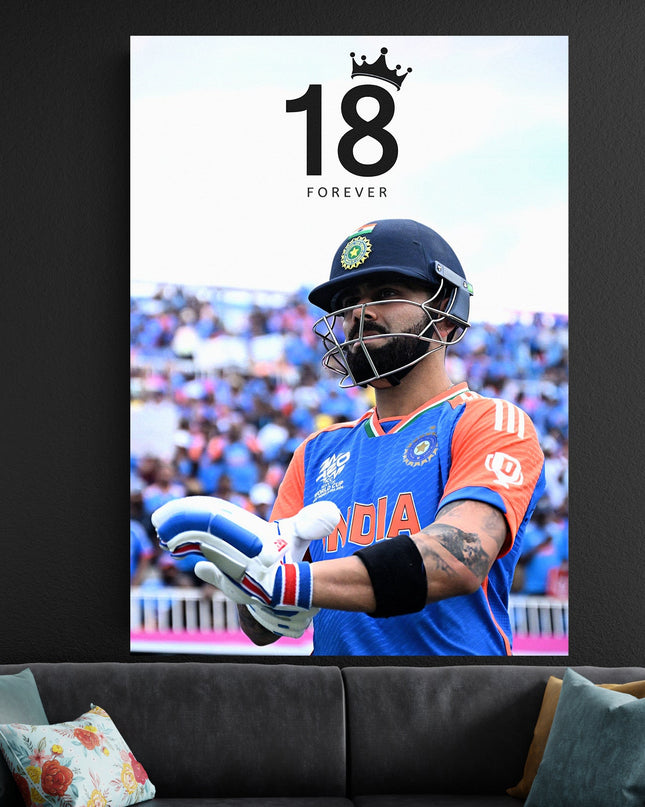 Virat Kohli 18 Forever Poster | Cricket Wall Art Lazywalls