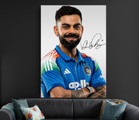 Virat Kohli Signature Poster | Cricket Portrait Wall Art Lazywalls