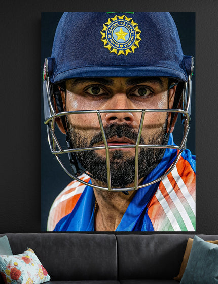 Virat Kohli Intense Portrait Poster | Cricket Wall Art Lazywalls