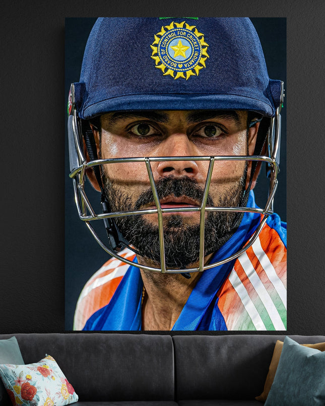 Virat Kohli Intense Portrait Poster | Cricket Wall Art Lazywalls