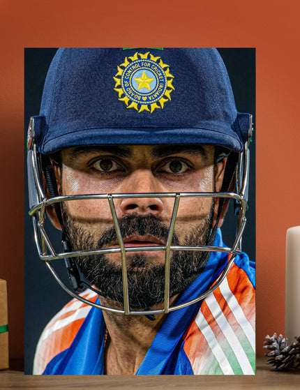 Virat Kohli Intense Portrait Poster | Cricket Wall Art Lazywalls