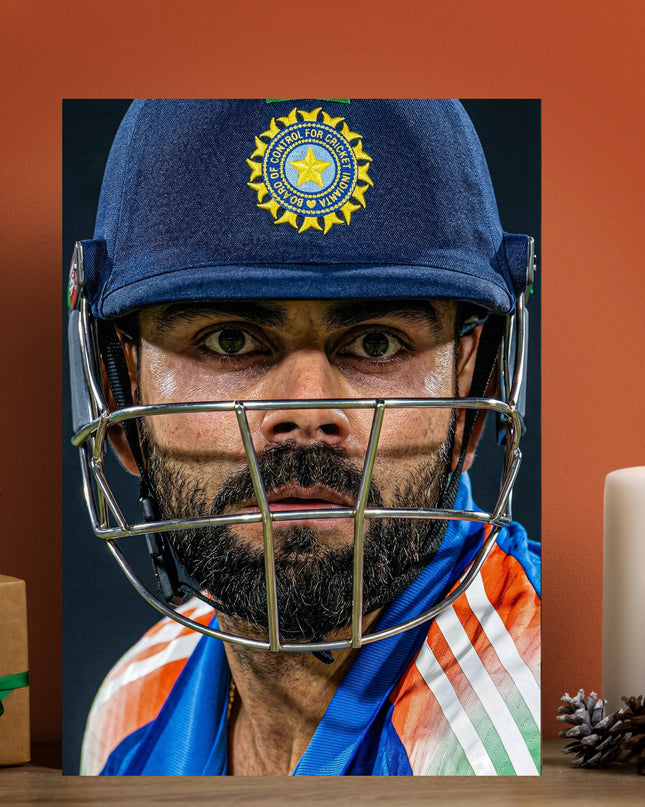 Virat Kohli Intense Portrait Poster | Cricket Wall Art Lazywalls