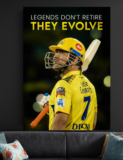 MS Dhoni CSK IPL Poster | Legends Evolve Wall Art Lazywalls
