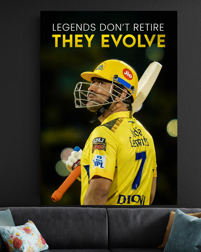 MS Dhoni CSK IPL Poster | Legends Evolve Wall Art Lazywalls