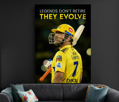 MS Dhoni CSK IPL Poster | Legends Evolve Wall Art Lazywalls