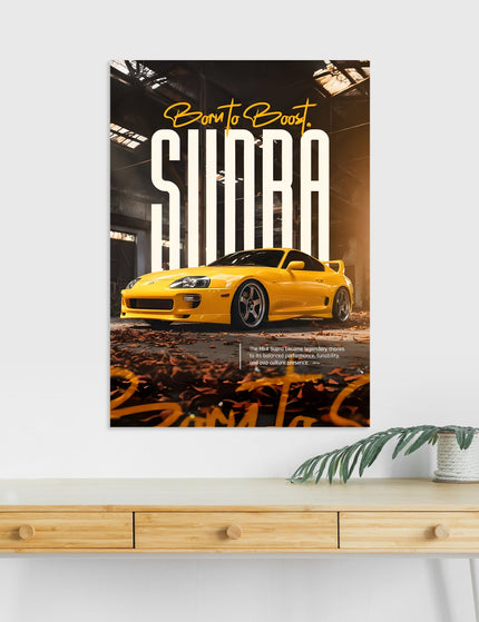 Toyota Supra MK4 Poster | Yellow JDM Car Wall Art | Sports Car Print Lazywalls