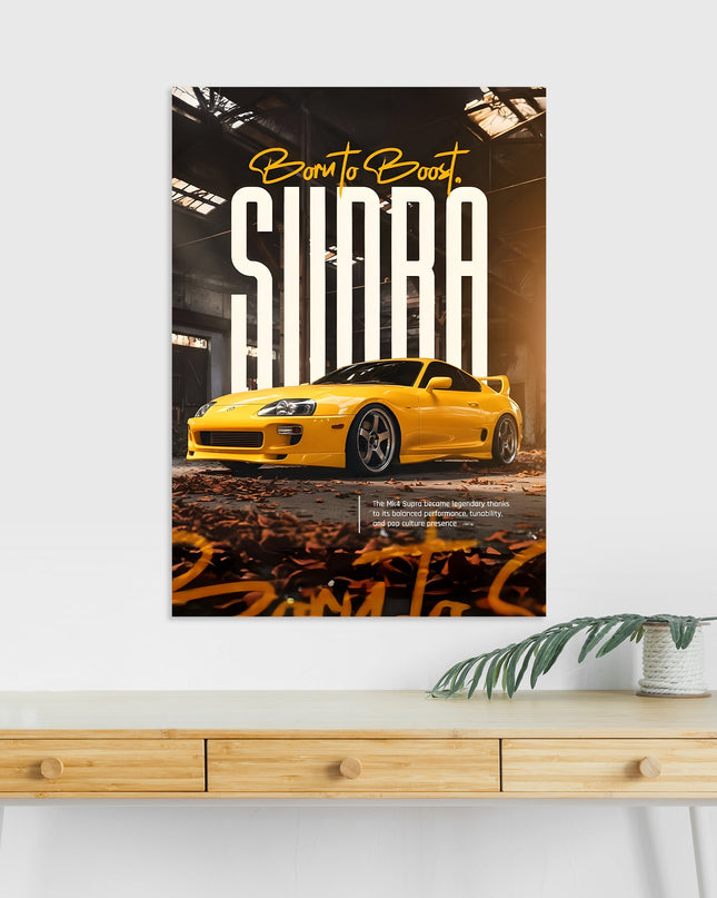 Toyota Supra MK4 Poster | Yellow JDM Car Wall Art | Sports Car Print Lazywalls