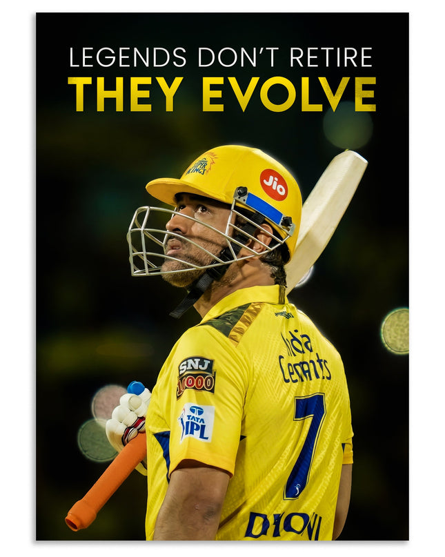 MS Dhoni CSK IPL Poster | Legends Evolve Wall Art Lazywalls