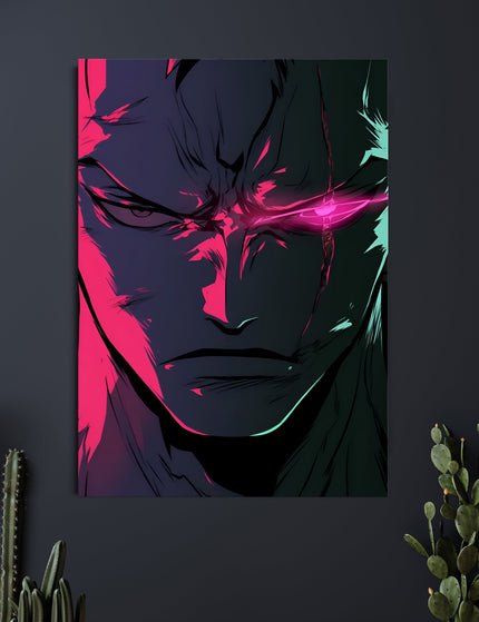 Roronoa Zoro Neon Rage Poster | One Piece Anime Wall Art Lazywalls