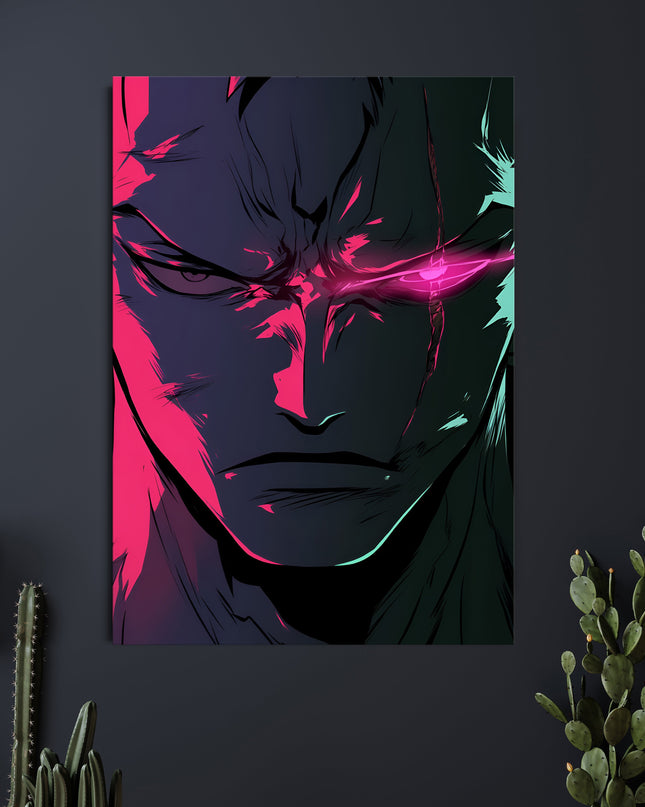 Roronoa Zoro Neon Rage Poster | One Piece Anime Wall Art Lazywalls