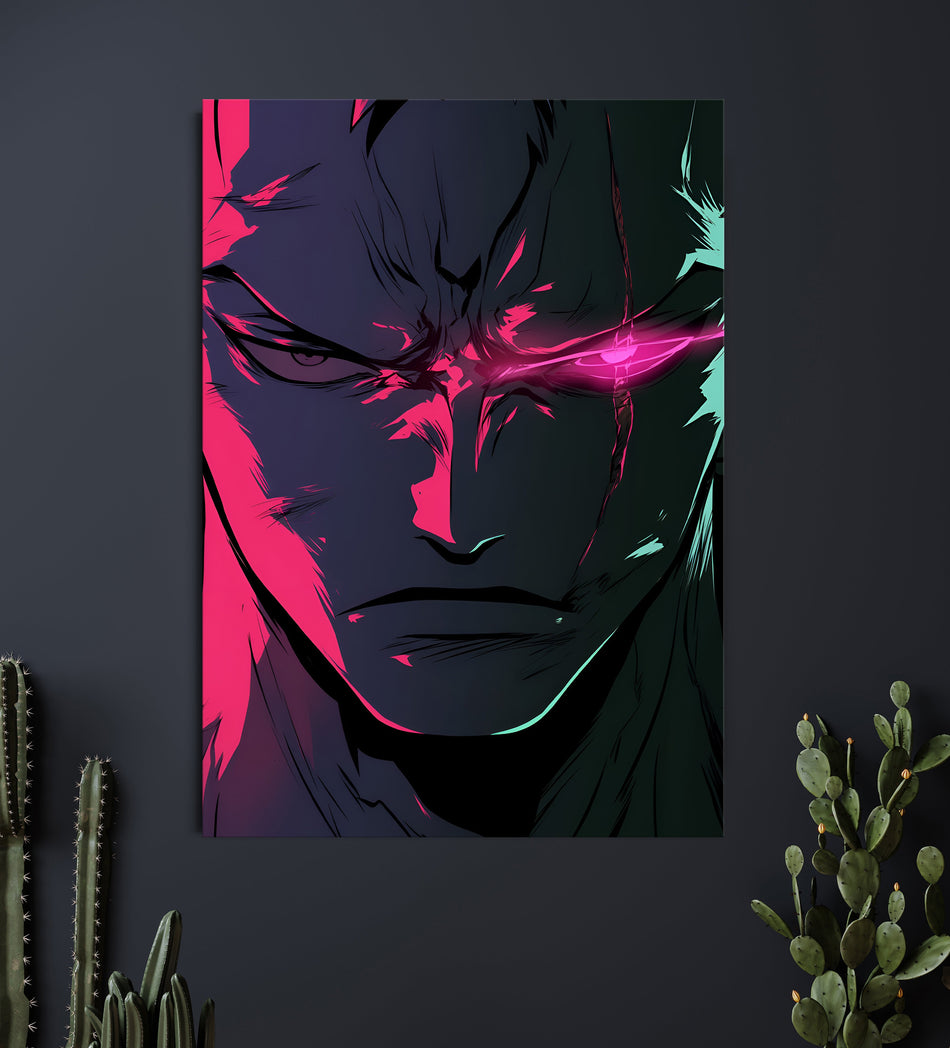 Roronoa Zoro Neon Rage Poster | One Piece Anime Wall Art Lazywalls