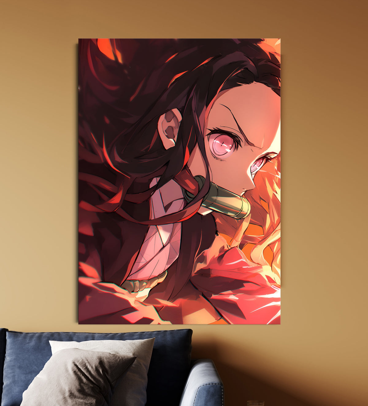 Nezuko Kamado Fire Aesthetic Poster | Demon Slayer Anime Wall Art Lazywalls