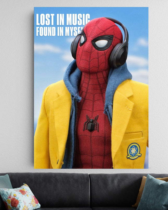 Spider Man Headphones Poster | Marvel Spiderman Music Wall Art Lazywalls