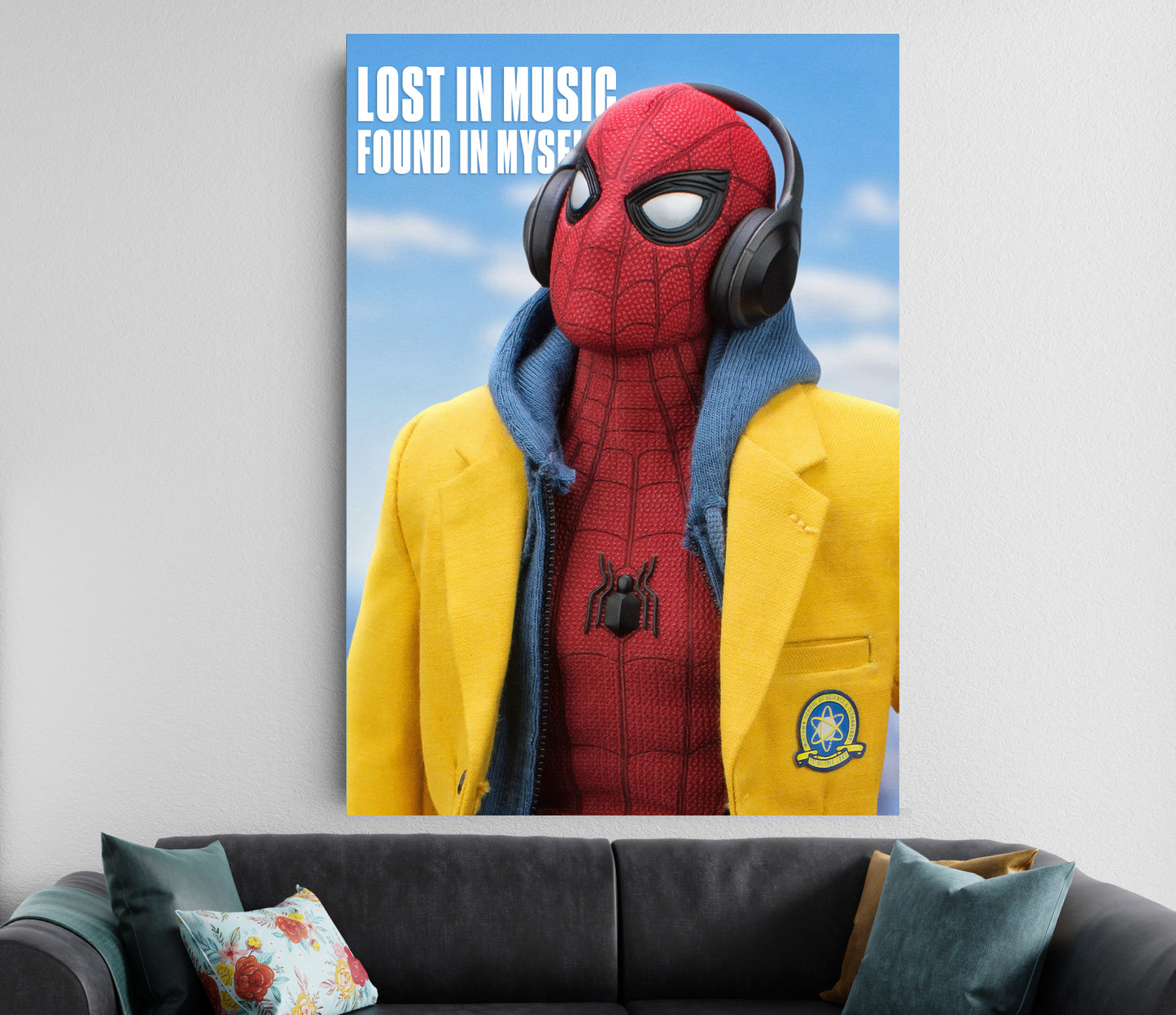 Spider Man Headphones Poster | Marvel Spiderman Music Wall Art Lazywalls