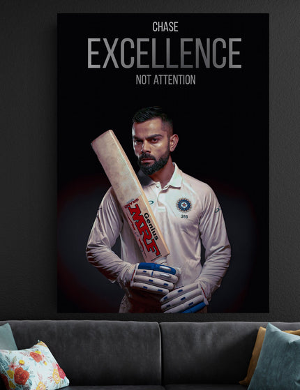 Virat Kohli Chase Excellence Poster | Motivational Cricket Wall Art India Lazywalls