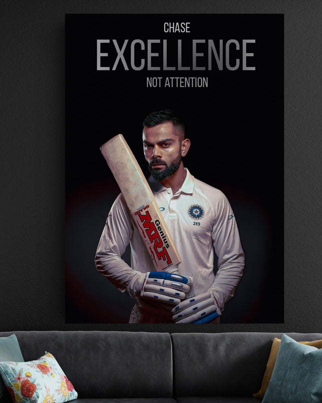 Virat Kohli Chase Excellence Poster | Motivational Cricket Wall Art India Lazywalls