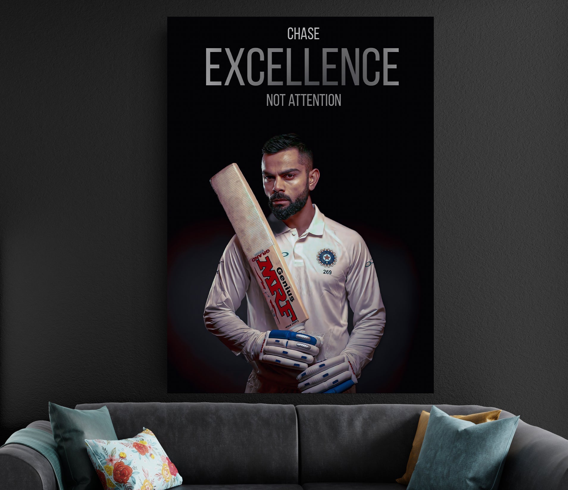 Virat Kohli Chase Excellence Poster | Motivational Cricket Wall Art India Lazywalls