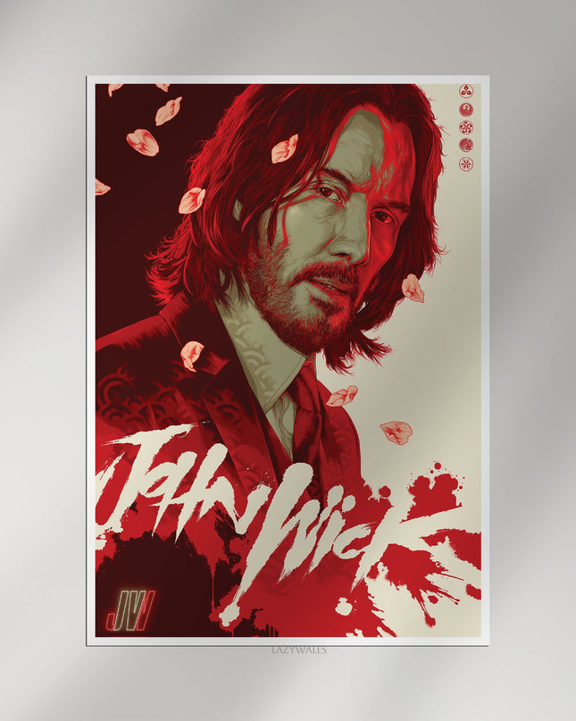 John Wick Movie Poster | Red Aesthetic Action Wall Art Print Lazywalls
