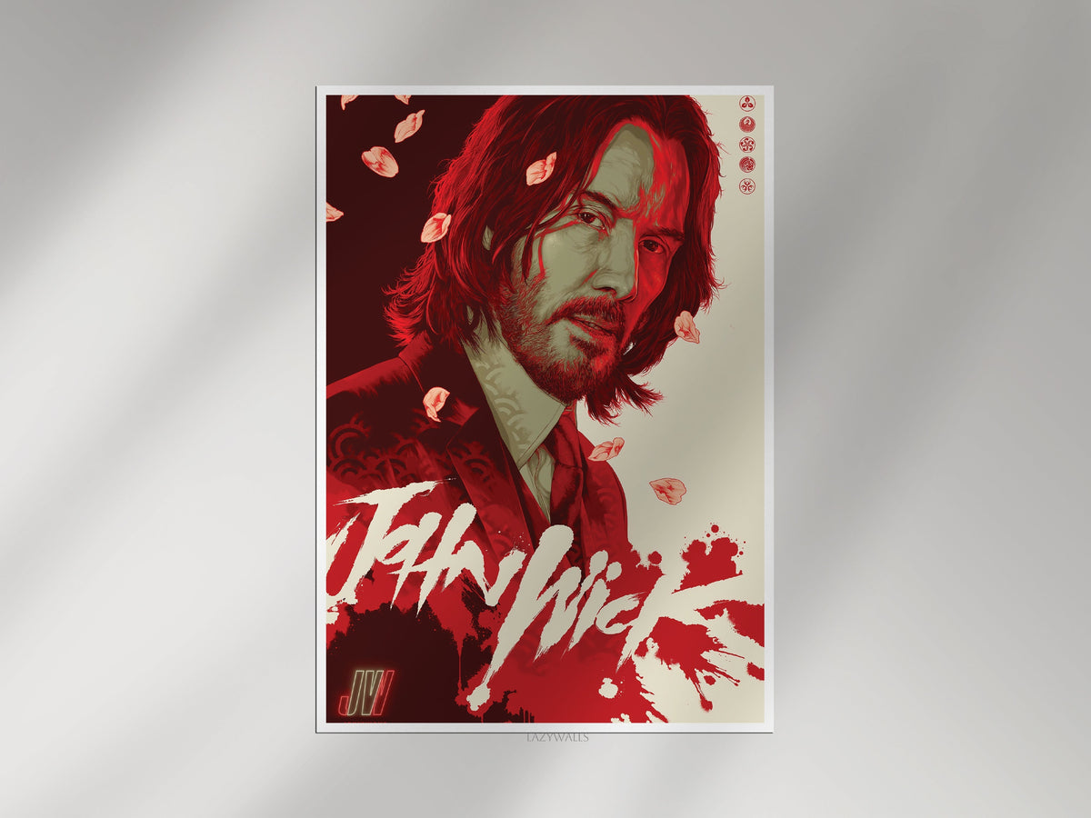 John Wick Movie Poster | Red Aesthetic Action Wall Art Print Lazywalls