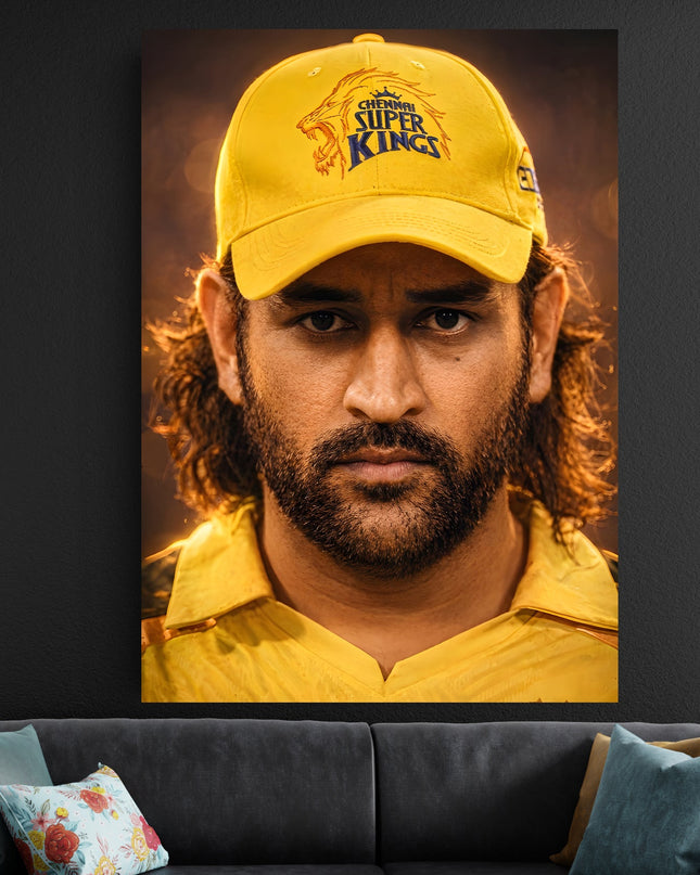 MS Dhoni CSK Poster | Chennai Super Kings Cricket Wall Art Poster Lazywalls