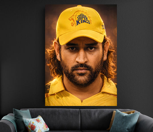 MS Dhoni CSK Poster | Chennai Super Kings Cricket Wall Art Poster Lazywalls