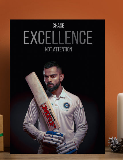Virat Kohli Chase Excellence Poster | Motivational Cricket Wall Art India Lazywalls