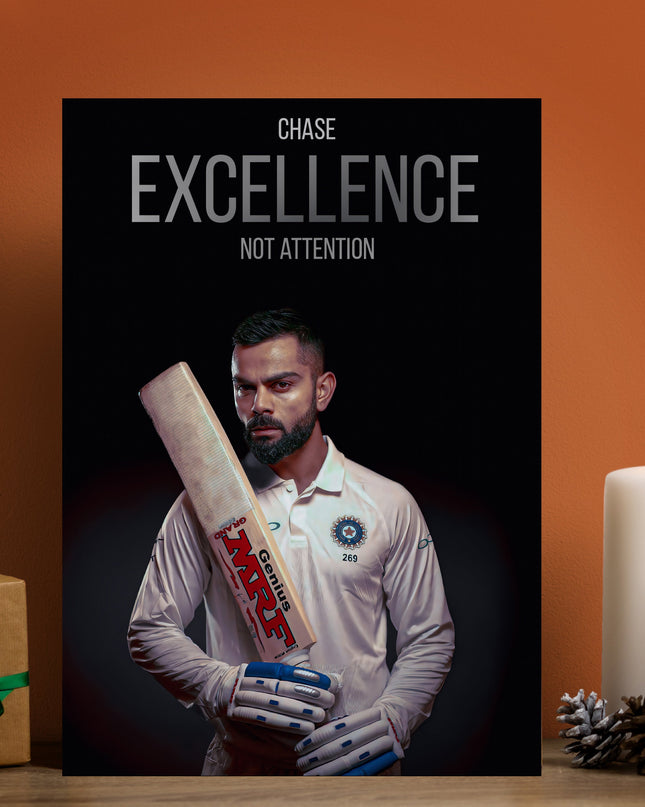 Virat Kohli Chase Excellence Poster | Motivational Cricket Wall Art India Lazywalls