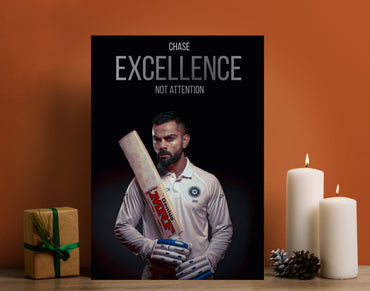 Virat Kohli Chase Excellence Poster | Motivational Cricket Wall Art India Lazywalls