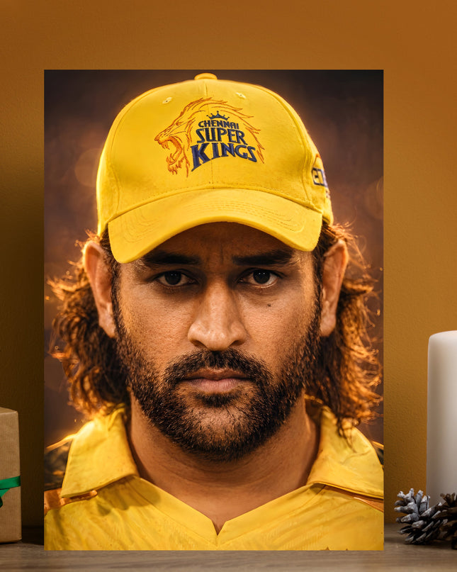 MS Dhoni CSK Poster | Chennai Super Kings Cricket Wall Art Poster Lazywalls