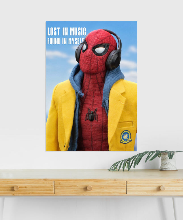 Spider Man Headphones Poster | Marvel Spiderman Music Wall Art Lazywalls