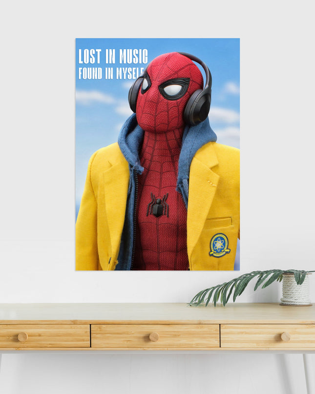 Spider Man Headphones Poster | Marvel Spiderman Music Wall Art Lazywalls