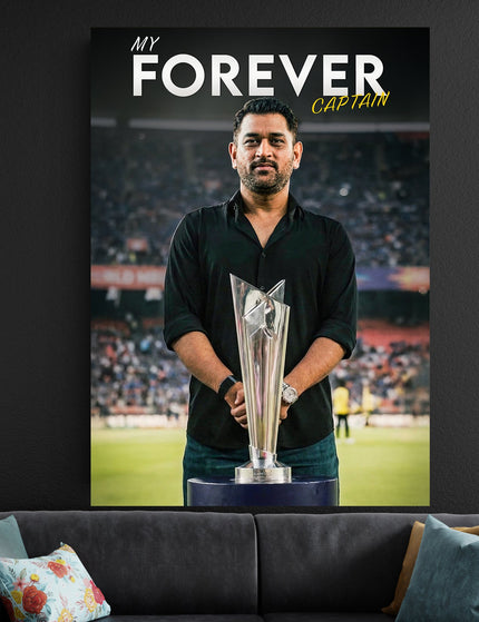 MS Dhoni ICC World Cup Forever Captain Poster | Indian Cricket Wall Art Lazywalls