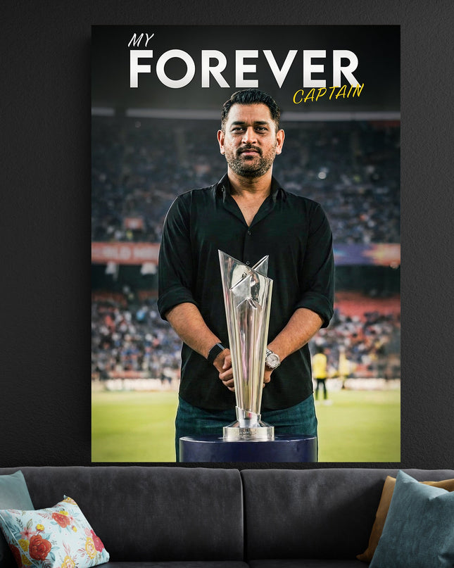 MS Dhoni ICC World Cup Forever Captain Poster | Indian Cricket Wall Art Lazywalls