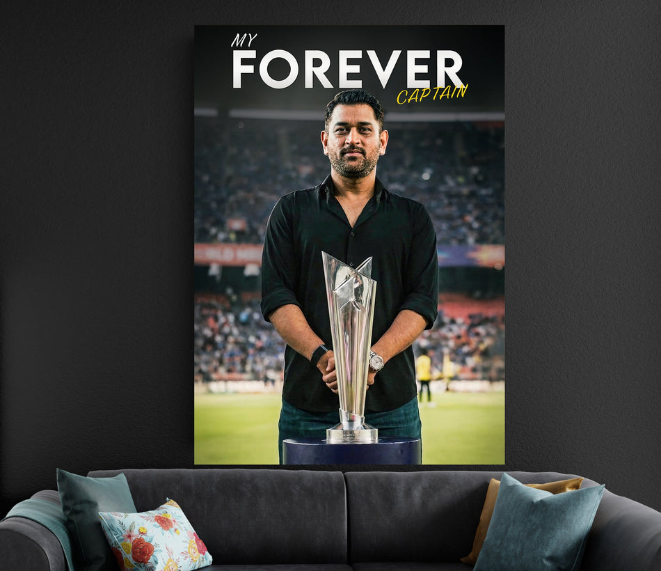 MS Dhoni ICC World Cup Forever Captain Poster | Indian Cricket Wall Art Lazywalls