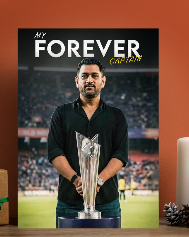 MS Dhoni ICC World Cup Forever Captain Poster | Indian Cricket Wall Art Lazywalls