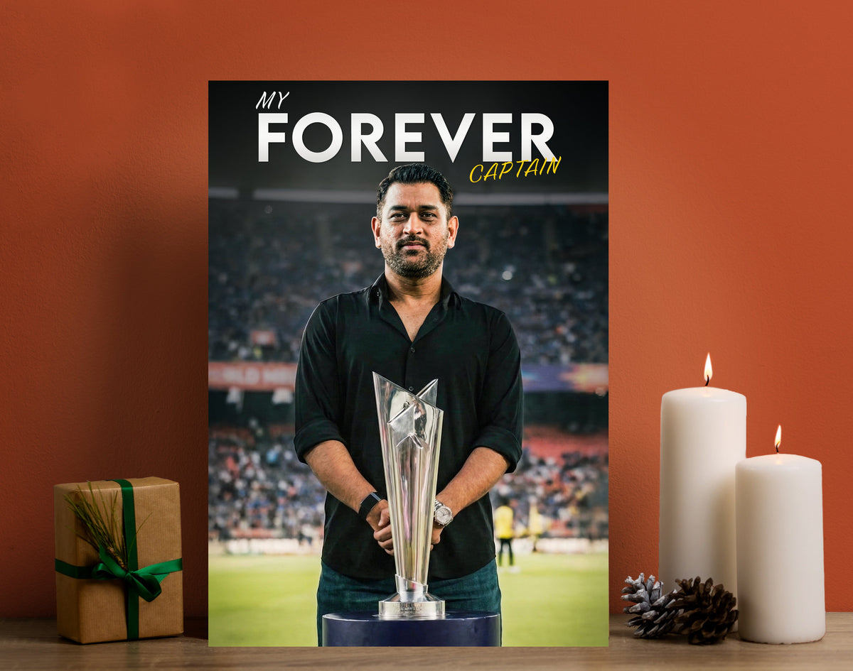 MS Dhoni ICC World Cup Forever Captain Poster | Indian Cricket Wall Art Lazywalls