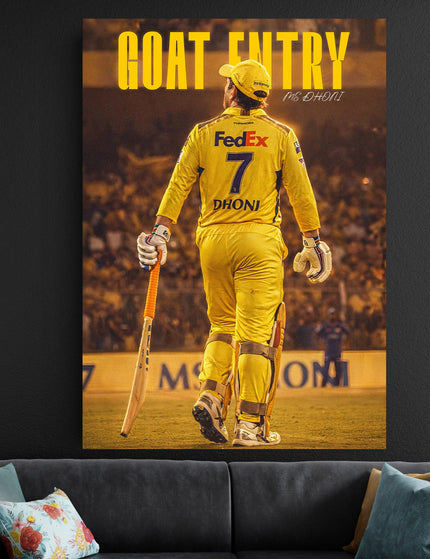 MS Dhoni GOAT Entry Poster | CSK Chennai Super Kings Cricket Wall Art Lazywalls