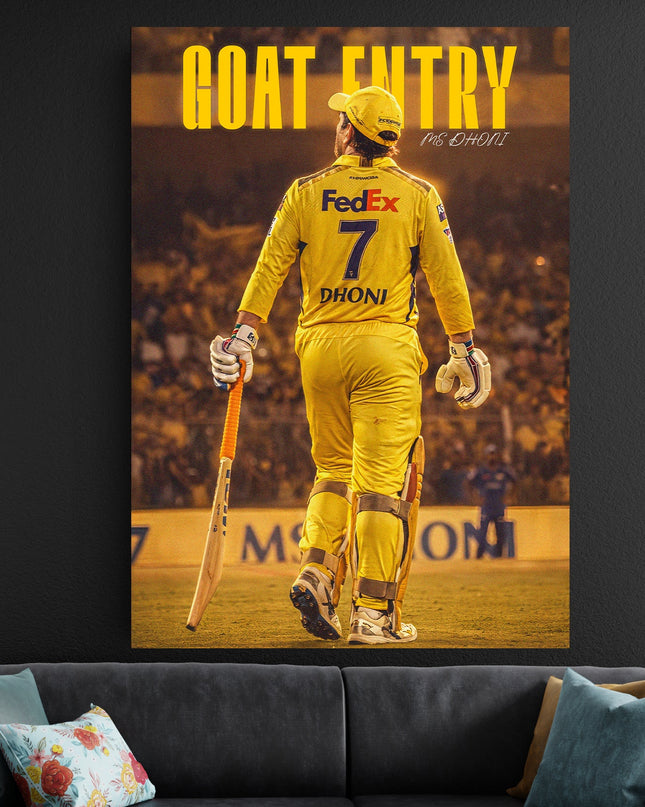 MS Dhoni GOAT Entry Poster | CSK Chennai Super Kings Cricket Wall Art Lazywalls
