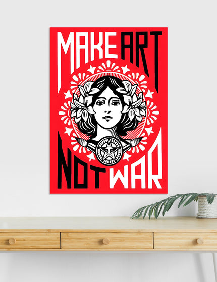 Make Art Not War Poster | Red Aesthetic Wall Art | Activist Graphic Print Lazywalls