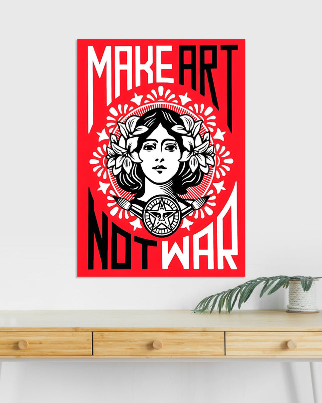 Make Art Not War Poster | Red Aesthetic Wall Art | Activist Graphic Print Lazywalls