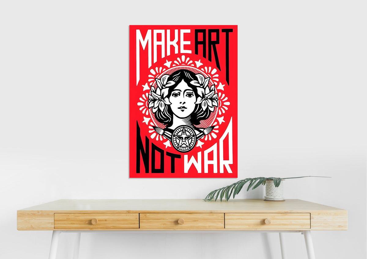 Make Art Not War Poster | Red Aesthetic Wall Art | Activist Graphic Print Lazywalls