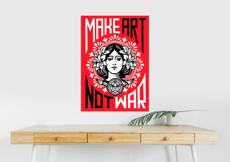 Make Art Not War Poster | Red Aesthetic Wall Art | Activist Graphic Print Lazywalls